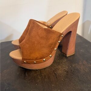 Forever 21 Tan Suede Platform Heels